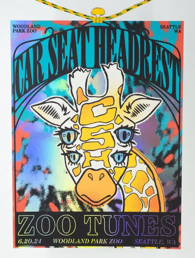 Screen Printed Poster Carseatheadrest 6c 18x24 Holographic Rainbow