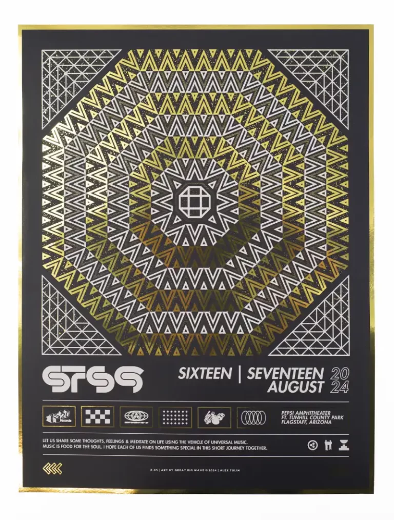 Screen Printed Poster STS9 2C 18x24 Gold Holographic